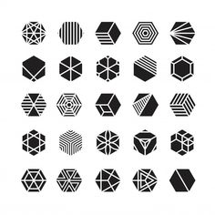 abstract geometric shapes set in black and white stockvectors for graphic art design