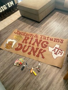 tamu ring dunk sign party ideas  custom painted banner 🎨🍻👍🏻 Ring Dunk Banner, Claudia Ring, Painted Banner