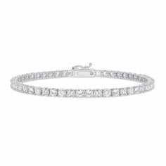 Lab Grown Diamond Tennis Bracelet – Happy Jewelers Luxury Lab-grown Diamond Classic Tennis Bracelet, Formal White Platinum Bracelet, White Platinum Bracelet For Formal Occasions, White Bracelet With Prong Setting For Formal Occasions, White Bracelets With Prong Setting For Formal Occasions, Classic White Sterling Silver Bracelet With Diamond Accents, Formal White Platinum Tennis Bracelet, Classic White Diamond Bracelet For Formal Occasions, Classic White Bracelet With Brilliant Cut