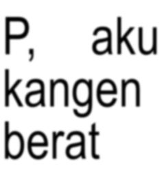 the words p, aku and kanggen berat are in black on a white background