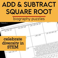 Incorporate Black History Month in your math classroom with this worksheet for operations (adding and subtracting) radical square root expressions!How it works: This worksheet has a biography of a Black or African American scientist/mathematician. It requires students to simplify a radical expression with addition or subtraction and cross off their answers in a table. The letters that remain at the end reveal the name of the person described in the biography!This resource features the biographie Radical Expressions, J Names, Black Leaders, Square Roots, Adding And Subtracting, Stanford University, University Of Tennessee, Math Worksheet, Math Classroom