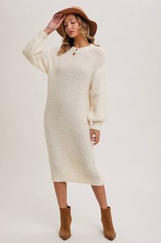 Oversized lightweight knit sweater midi dress. This cozy and chic midi dress features a relaxed fit, making it perfect for casual days or lounging at home. The lightweight knit fabric ensures comfort and breathability, while the midi length adds a touch of elegance. Pair it with boots or sneakers for an effortlessly stylish look. -Model is 5'9" and wearing a S/M Chic Midi Dress, Teacher Wedding, Sweater Midi Dress, Midi Dress Chic, Sweater Dress Midi, Cream Dress, Christian Inspiration, Fall Collections, Club Outfits