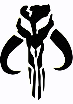 the star wars symbol is shown in black and white, with an antelope's head on it