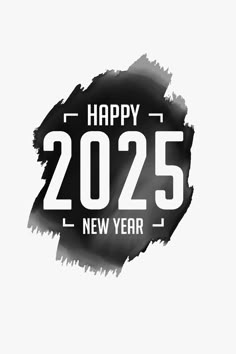 a black and white happy new year card with the number 205 on it's side