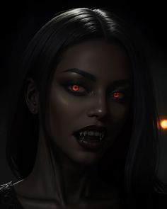 a woman with red eyes and dark makeup