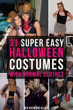 the cover of 31 super easy halloween costumes with normal clothes, including cowgirls