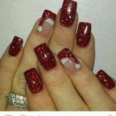 Santa Hat Nails, Diy Christmas Nail Art, Nail Christmas, Santa Nails, Xmas Nail Art