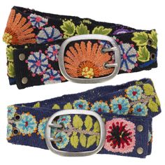 Bring a burst of color to your day. This brilliant belt is handwoven and then hand-embroidered by women artisans in the high Peruvian mountains. The only thing more brilliant than the individual belt is the good you do by purchasing it here. Wool & steel Design on both sides Two prongs & re-enforced steel grommets S: 23"- 31" L (58.4 - 78.7 cm) M: 28"- 37" L (96.5 - 94 cm) L: 34" - 43" L (86.3 - 109.2 cm) 1.5" W (3.8 cm) Handmade in & fairly traded from Peru Embroidery Belt, Flowers Embroidered, Paw Print Jewelry, Spirit Clothing, Fair Trade Clothing, Heritage Crafts, Ribbon Jewelry, Fair Trade Jewelry, Embroidered Belt