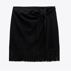 Fringed Mini Skirt Tie Detail Side Zipper Closure Nwt, Never Worn Zara Skirts, Fringe Skirt, Zara Black, Side Zipper, Mini Skirt, Womens Skirt, Mini Skirts, Zara, Zipper