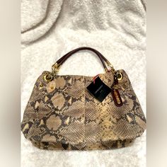 New With Tags Purse. Super Soft Leather. No Visible Signs Of Use. Bought At An Estate Sale And Then Forgot About It. My Loss, Your Gain! 9” Handle Drop ~10” Tall ~14” Wide ~6” Deep Elegant Leather Bag With Snake Print, Elegant Leather Snake Print Bags, Elegant Snake Print Leather Bags, Leather Top Handle Shoulder Bag With Snake Print, Luxury Snake Print Bag For Everyday Use, Luxury Snake Print Shoulder Bag For Everyday, Elegant Snake Print Shoulder Bag For Daily Use, Elegant Snake Print Tote Bag, Everyday Top Handle Snake Print Bag