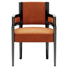 an orange and black chair on a white background