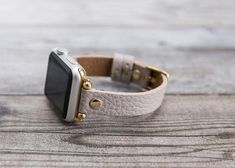 Leather Slim Gold Beaded Beige Apple Watch Band 38mm 40mm, apple watch straps  for apple watch serie Handmade Modern Apple Watch Band For Gift, Modern Handmade Apple Watch Band As Gift, Modern Handmade Apple Watch Band Gift, Luxury Handmade Adjustable Watch Bands, Luxury Handmade Adjustable Watch Accessories, Beige Apple Watch, Apple Watch Band Women, Apple Watch Bands Women, Apple Watch Leather