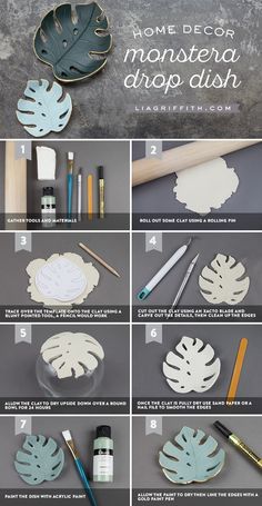 step by step instructions on how to make monster's leaf drop - out dishes