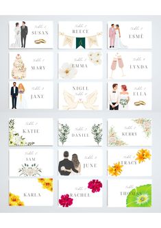 Help guests find their seats at weddings, parties and large dinners with 18 stunning designs of seating place cards to avoid any confusion.  Once you have purchased your templates you will receive a downloadable file containing a link to access and edit all 18 designs of place cards shown in the photos, enableling you to print at your disposal. ❤Custom Orders❤ I am more than happy to design custom made products, creating something different and unique just for you. Please message me with any des Name Cards Table, Name Card Wedding, Table Name Card, Place Name Cards, Wedding Seating Cards, Party Seating, Wedding Place Names, Table Name Cards, Table Name