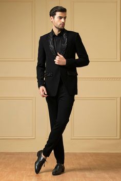 Black Italian Ethnic Fabric Solid Carmen Single-button Blazer And Trouser Set Coat Pant For Men Suits Wedding, Blazer Outfits For Men, Black Coat Pant, Coat Pant For Men, Black Blazer Men, Men Suits Wedding, Black Blazer Outfit, Shawl Collar Tuxedo, Blazer Outfits Men