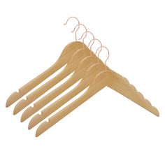 wooden clothes hangers on white background