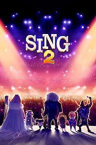 the poster for sing 2 is shown in front of a stage with people on it