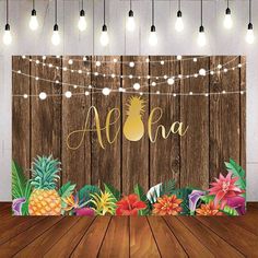 pineapples and other tropical plants are on display in this photo collage with the word aloha