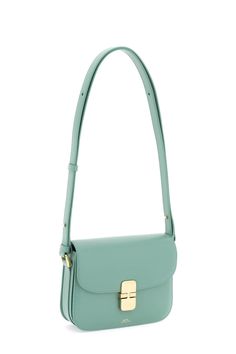 100% Cow leather Lining: 100% Cotton Apc Grace Bag, Apc Crossbody Bag, Luxury On-the-go Shoulder Bag With Palladium Hardware, Green Versatile Shoulder Bag With Gold-tone Hardware, Luxury Green Shoulder Bag With Gold-tone Hardware, Leather Cap, Beach Tote Bags, Small Shoulder Bag, Small Handbags