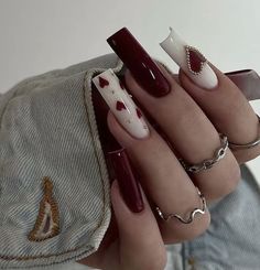 Aesthetic Y2k Nails, Cherry Wine Nails, Wine Nails, Wow Nails, Fall Gel Nails, Cherry Wine, Easy Nails, Nail Swag