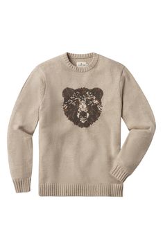 The brand's mascot logo inspires the austere bear occupying the front of a sweater that's knit with soft, breathable cotton plus a touch of wool for hibernation-worthy warmth and comfort. 28" length (size Medium) Crewneck Long sleeves Ribbed cuffs and hem 60% cotton, 30% nylon, 10% merino wool Hand wash, dry flat Imported Bear Sweater, Gold Teeth, Mascot Logo, Nordstrom Store, Crewneck Sweater, Crew Neck Sweater, Merino Wool, Oatmeal, Top Brands