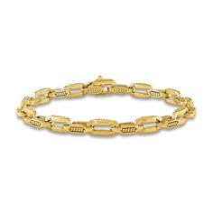 1933 by Esquire Men's Cable Link Chain Bracelet 14K Yellow Gold-Plated Sterling Silver 8.5" | Jared Cable Bracelets, Jared The Galleria Of Jewelry, Link Chain Bracelet, Men's Bracelet, Gold Plated Bracelets, Bracelet Clasps, The 8, Gold Plated Sterling Silver, Men's Collection