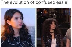 two women are shown side by side with the caption that reads, the evolution of confusedessia