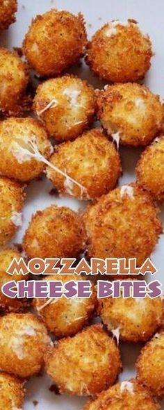 fried cheese bites on a white plate with the words mozzarella written in italian