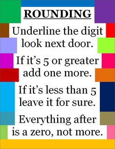 a poster with the words rounding on it and an image of colorful squares in different colors