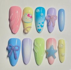 #nails #nailinspo #naildesign #cutecore #jellynailsdesigns #thenailfactory Sonic The Hedgehog Nail Design, Miku Nails, Sonic Nails, Sweetheart Nails, Cutesy Nails, Gyaru Nails, Sports Nails, Business Nails