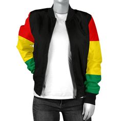 Trendy Black Outerwear For Festival, Casual Multicolor Outerwear For Festivals, Casual Multicolor Festival Outerwear, Rasta Party, Rasta Clothes, Bandana Blanket, Classic Looks, Bomber Jacket, Jackets For Women