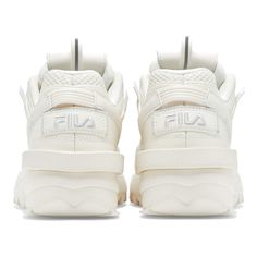 Premium leather; Lightweight EVA; Tonal midsole and molded rubber outsole; Embossed and embroidered logo on quarter, tongue, and back counter; Mesh detailing on collar Fila Disruptor 2, Fila Disruptor, Fila Disruptors, Fila Shoes, Embossed Logo, White Sneakers, Tommy Hilfiger, Mesh, ? Logo