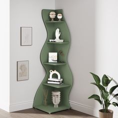 5 - Tier Corner Shelf Funky Corner Shelves, Small Room Shelving Ideas, Corner Stairs Decor, Corner Book Shelves, Wall Corner Decor, Cool Bookshelf, Reading Corner Decor, Lego Displays, Small Corner Shelves