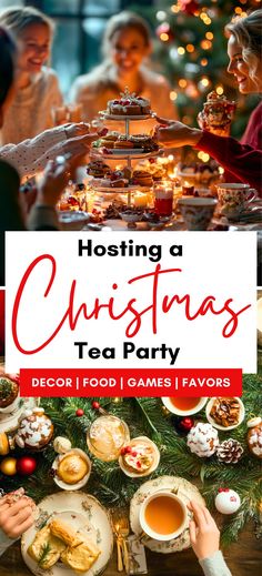 Tea Party For Two People, Afternoon Tea Christmas, Holiday Tea Party Food, Festive Afternoon Tea Ideas, Yule Tea Party, Tea Party Set Up Table, Christmas Tea Party Games, Soup Exchange Party