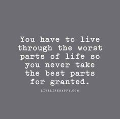 a quote that says you have to live through the worst parts of life so you never take