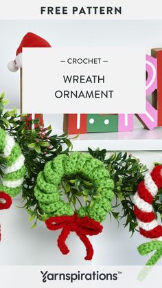 crochet wreath ornament with free pattern and instructions on how to make it