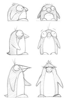 some drawings of penguins with different expressions