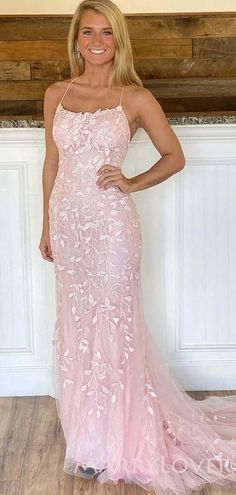 Pink Prom Dresses Mermaid, Prom Dress With Train, Formal Dresses Graduation, Mermaid Prom Dresses Lace, Prom Queen, Spaghetti Strap Prom Dress, Corset Dress Prom, Cheap Evening Dresses, Pink Prom Dress