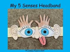 a paper mask with the words my 5 sense headband on it and two hands sticking out