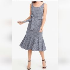 New With Tags, 100% Cotton And Lined. Drapes Beautifully And Lined. Sizes 4 And 6 Available. Offers Welcome. From A Smoke-Free And Pet-Free Home. Sewing Dress, Trendy Sewing, Mid Calf Dresses, Tie Waist Dress, Navy Midi Dress, Short Dresses Casual, Ruffle Hem Dress, Gingham Dress, Midi Dress Sleeveless