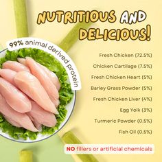 an advertisement for fresh chicken with the words nutritious and delicious