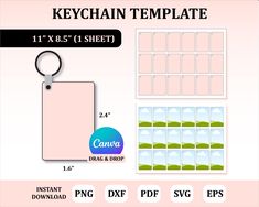 the keychain template is shown for each item in this package, and includes two different