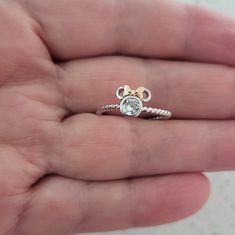 Disney Mickey Mouse 925 Silver Ring, Size 6, New No Tag Mickey Mouse Ring, Rose Diamond Ring, Disney Gold, Disney Fine Jewelry, Disney Jewelry, Cubic Zirconia Rings, 925 Silver Ring, Engagement Anniversary, Disney Mickey Mouse