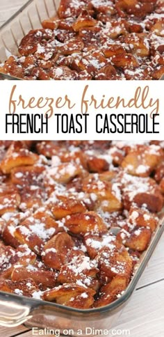 french toast casserole with powdered sugar on top