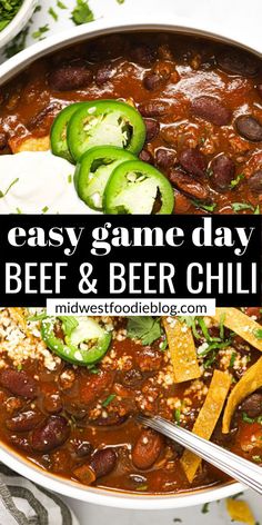 easy game day beef and beer chili