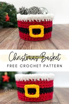 crocheted christmas basket with free pattern and instructions to make it in any size