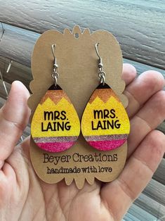 Personalized Teacher Earrings. Sublimated Pencil Earrings. - Etsy Pencil Earrings, Handmade Teacher Gifts, Appreciation Gifts Diy, Teacher Accessories, Valentine Favors, Teacher Earrings, Valentines For Daughter, Teacher Appreciation Gifts Diy, Student Teacher Gifts