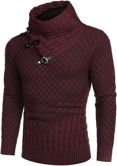 Wine Red Long Sleeve Slim Fit Designer Knitted Turtleneck Sweater 100% Polyester Hand Wash Only This knitted high neck pullover made of elastic soft fabric and thick material, warmth, durability, provides a soft and warm wearing experience in autumn Warm Red Sweater For Fall, Knit Long Sleeve Turtleneck For Winter, Fitted Textured Knit Winter Sweater, High Neck Knit Winter Sweater, Winter Knit Sweater With Funnel Neck, High Neck Knit Sweater For Winter, Knit Funnel Neck Sweater For Winter, Winter Burgundy Knit Sweater, Red Sweater For Cold Weather