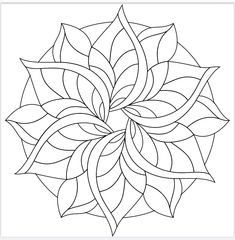 a black and white circular design with leaves on the center, as well as an outline for