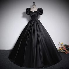 Peilia - Satin Evening Gown for Adult Vocal Solo Performance with Flared Skirt Strappy Wedding Dress, Black Satin Prom Dress, 2023 Ball Gown, Puffy Prom Dresses, Prom Formal Dresses, Prom Dresses 2023, Silk Evening Dress, Vestidos Retro, Satin Evening Gown